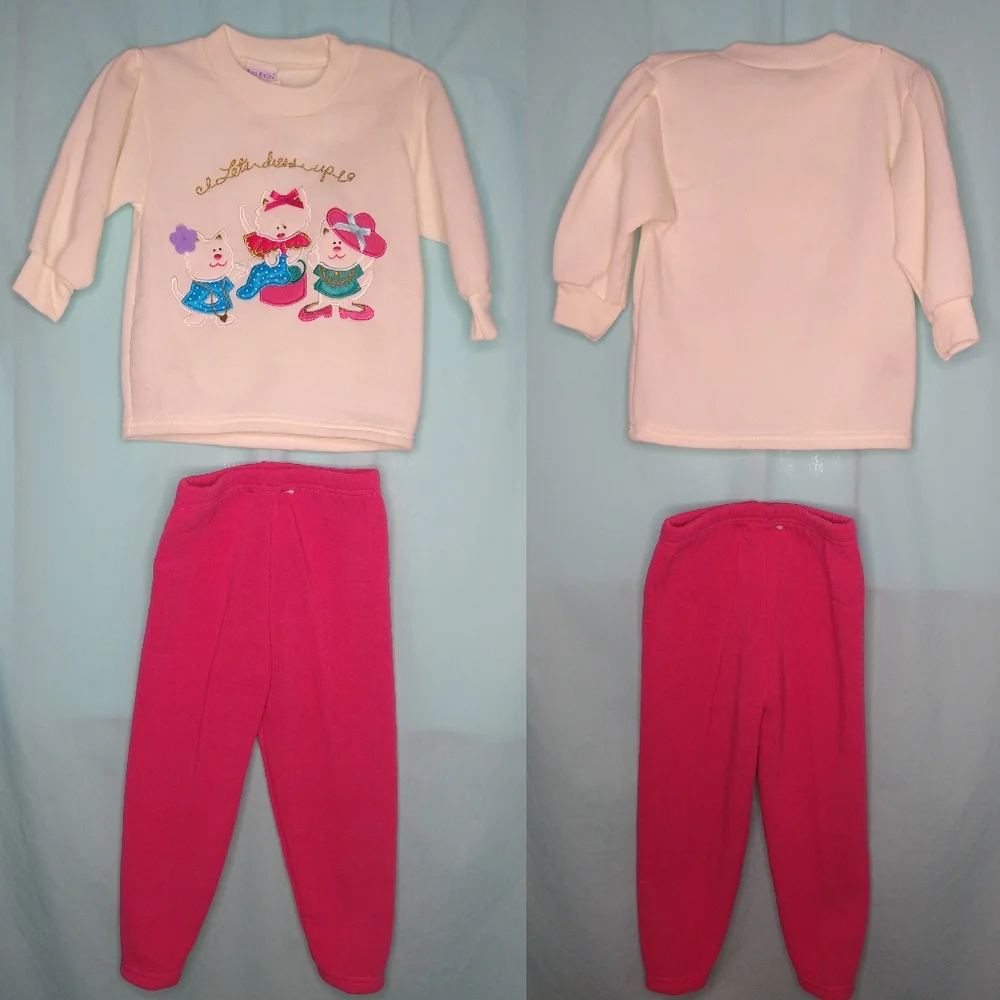 Mervin's Vintage Sara Smiles cat kitten dress up sweatshirt sweatpants set 4T